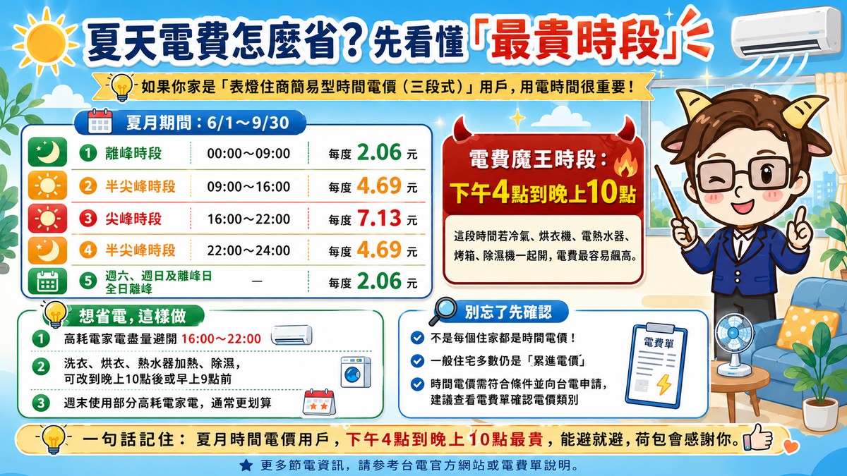 租屋族看過來！夏天電費壓不下來？先搞懂台電「吸血鬼時段」