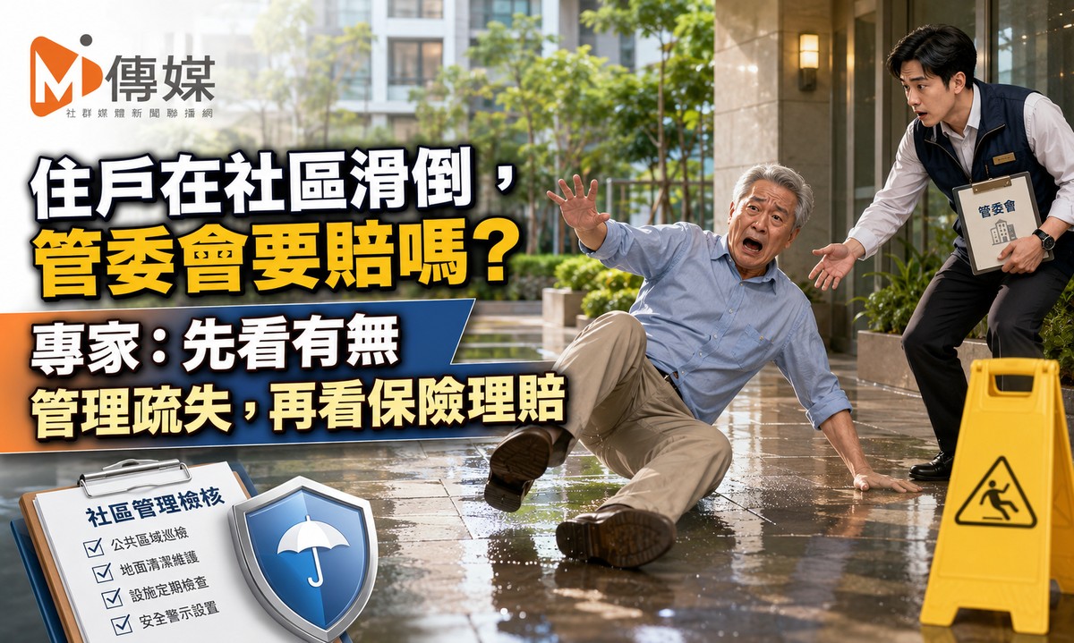 住戶在社區滑倒，管委會要賠嗎？專家：先看有無管理疏失，再看保險理賠