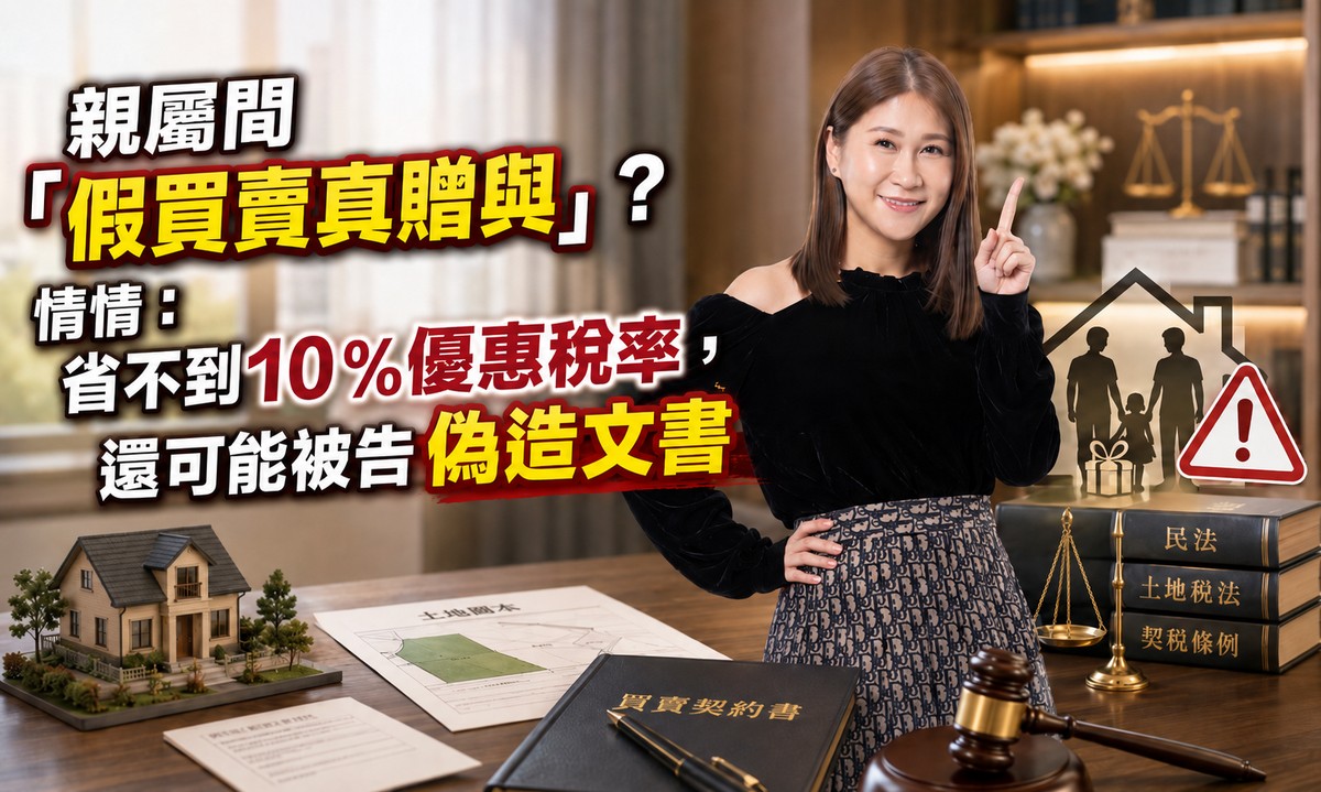 親屬間「假買賣真贈與」?情情:省不到10%優惠稅率,還可能被告偽造文書