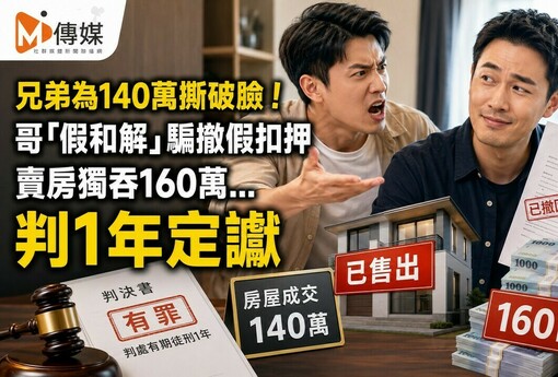 兄弟為140萬撕破臉！哥「假和解」騙撤假扣押 賣房獨吞160萬…判1年定讞