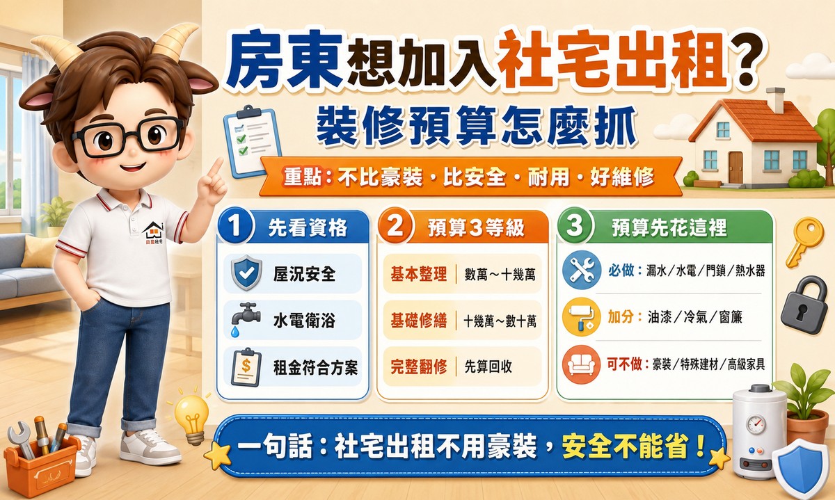 房東想加入社宅出租，裝修預算怎麼抓？小編：不用豪裝，但安全一定不能省