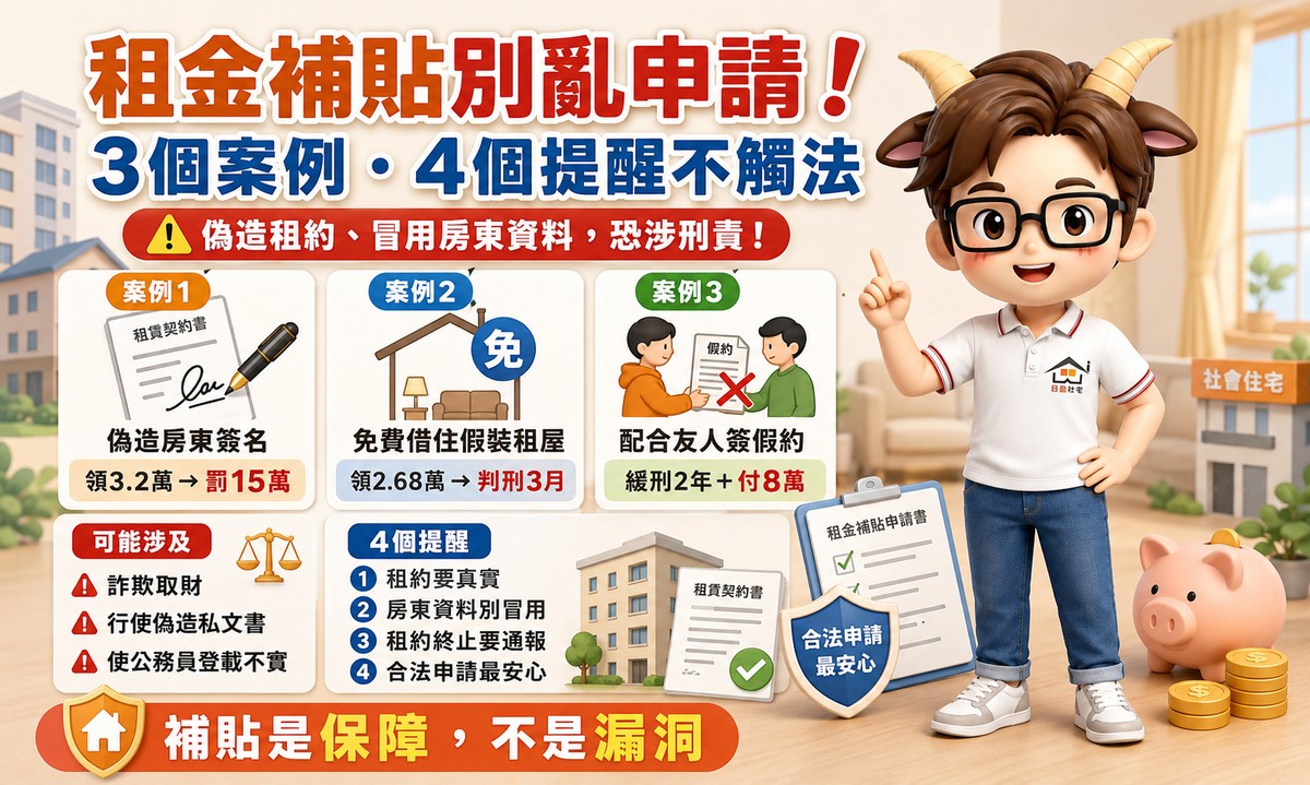 租金補貼別亂申請！假租約、假房東、假資料，可能真的被判刑