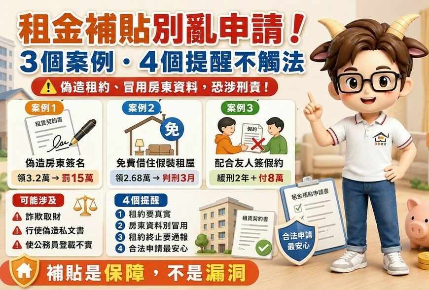 租金補貼別亂申請！假租約、假房東、假資料，可能真的被判刑