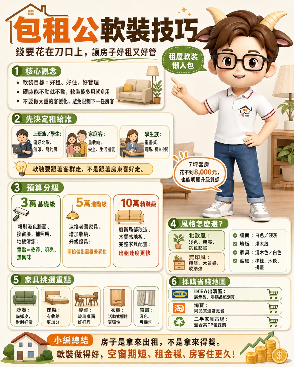 包租公軟裝技巧:錢要花在刀口上,讓房子好租又好管